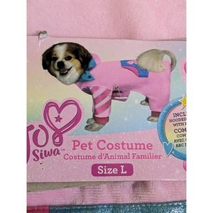 Nickelodeon JoJo Siwa Large Pet Dog Pink Costume Pajamas Hooded Jumpsuit Bow